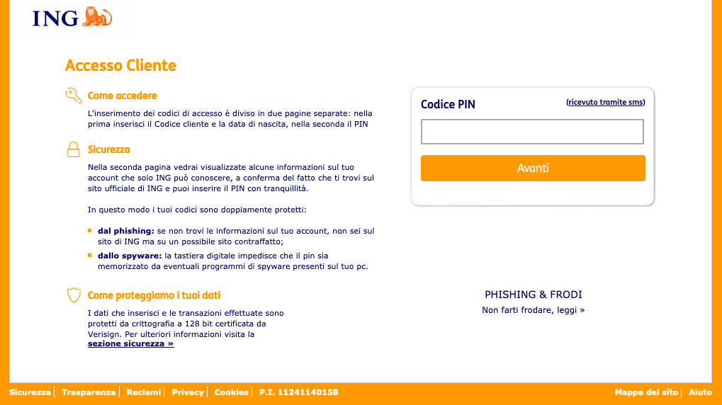 PIN phishing of ING bank